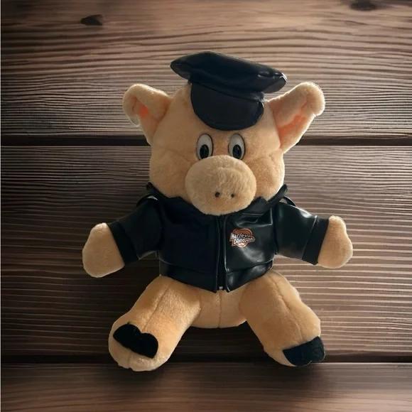 Vintage 1993 Harley Davidson Hog Pig Plush Stuffed Animal Play By Play EUC - Picture 1 of 5